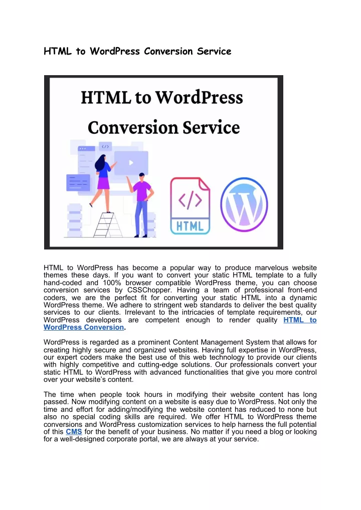 html to wordpress conversion service