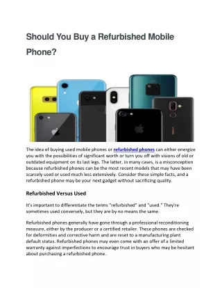 Should You Buy a Refurbished Mobile Phone?