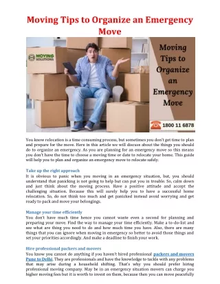 moving tips to organize an emergency move