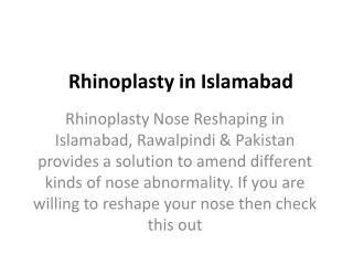 rhinoplasty in islamabad