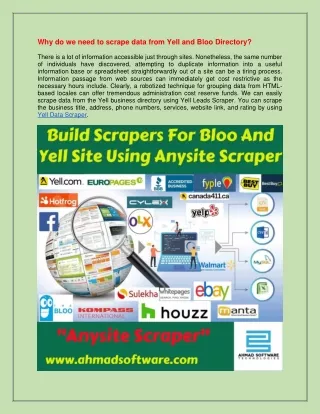 Build scrapers for Bloo and Yell site using Anysite Scraper