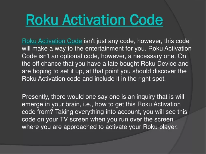 roku activation code