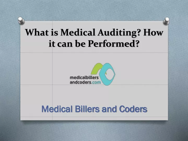 what is medical auditing how it can be performed