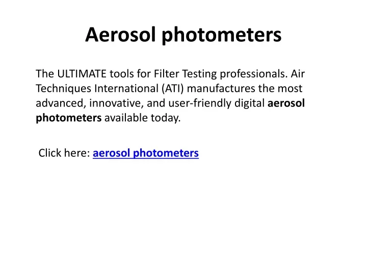 aerosol photometers