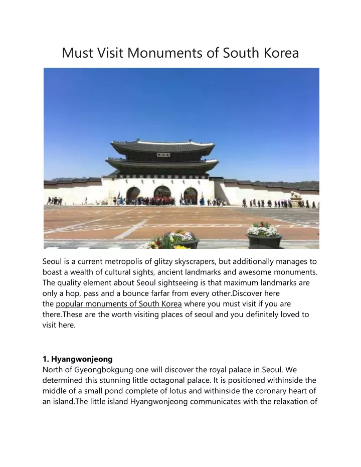 must visit monuments of south korea
