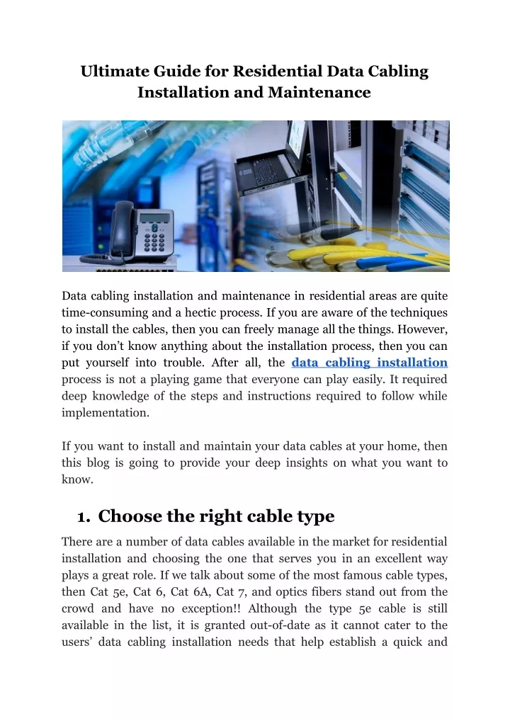 ultimate guide for residential data cabling