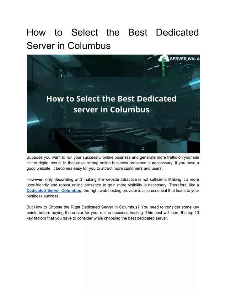how server in columbus