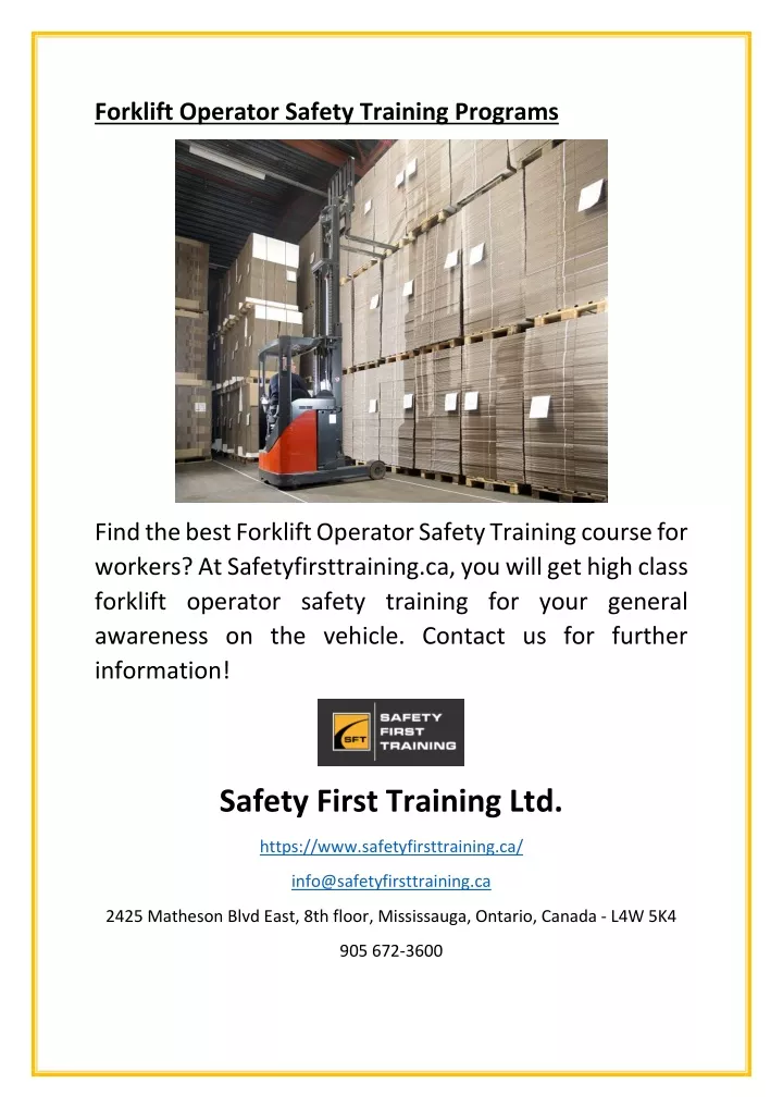 forklift operator safety training programs