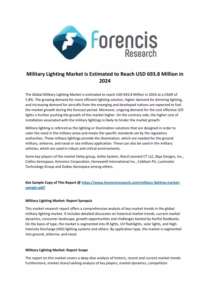 military lighting market is estimated to reach