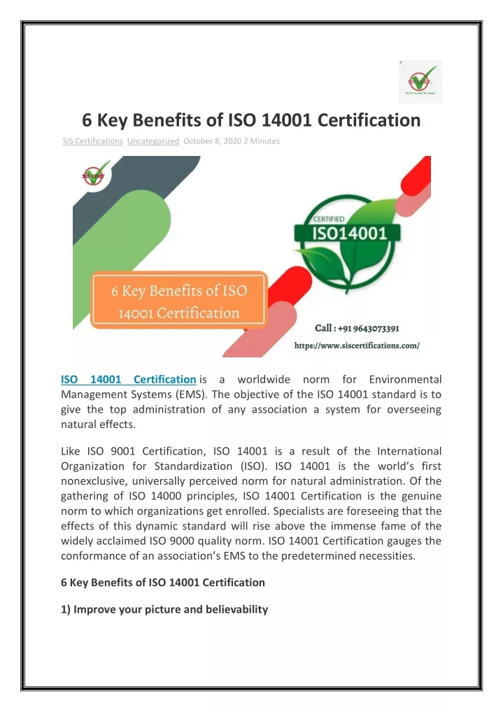 6 key benefits of iso 14001 certification