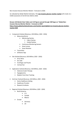 non invasive glucose monitor market forecasts