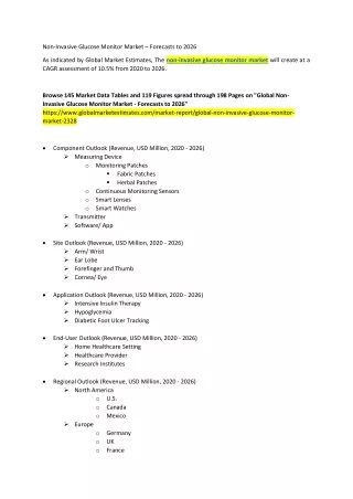 non invasive glucose monitor market forecasts