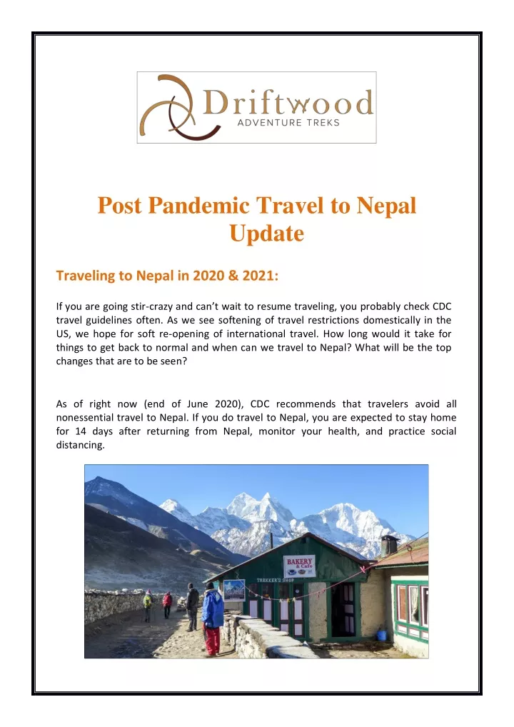 post pandemic travel to nepal update