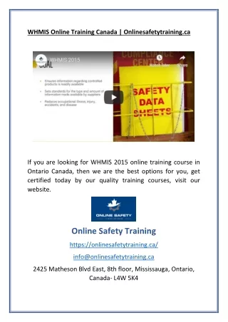 WHMIS Online Training Canada | Onlinesafetytraining.ca
