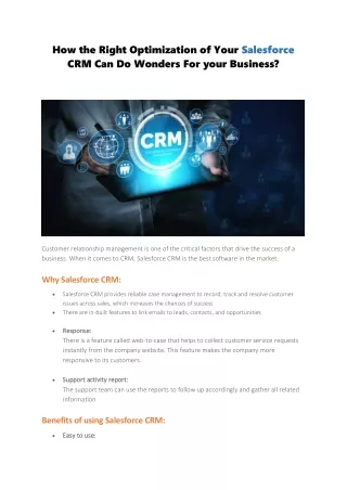 how the right optimization of your salesforce