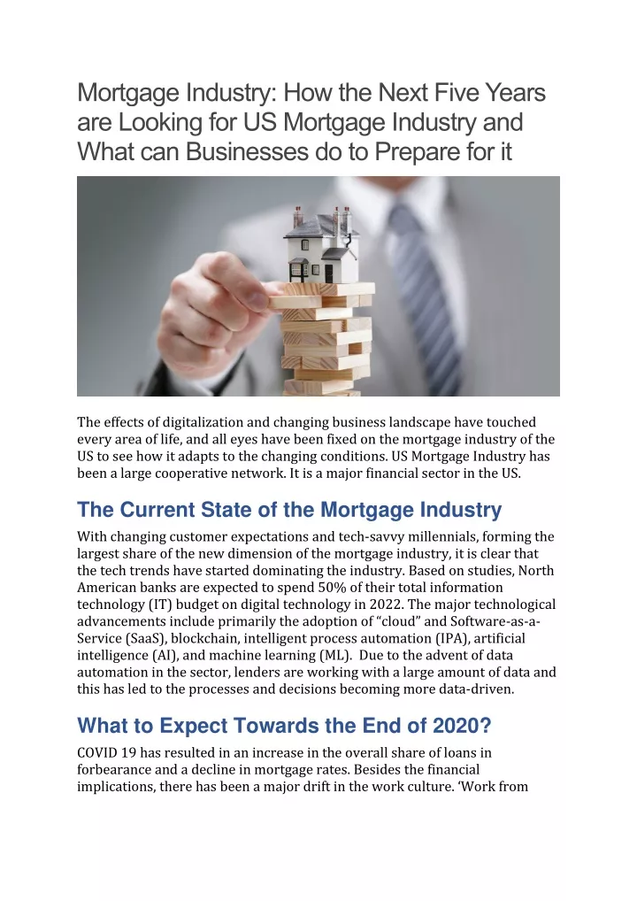 mortgage industry how the next five years