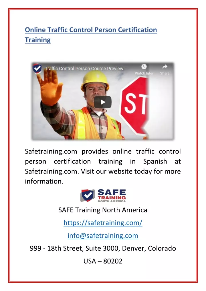 online traffic control person certification
