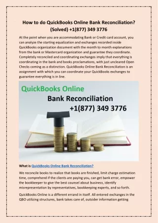 Fix QuickBooks Online Bank Reconciliation   1(877) 349 3776