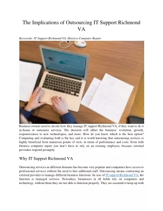 the implications of outsourcing it support