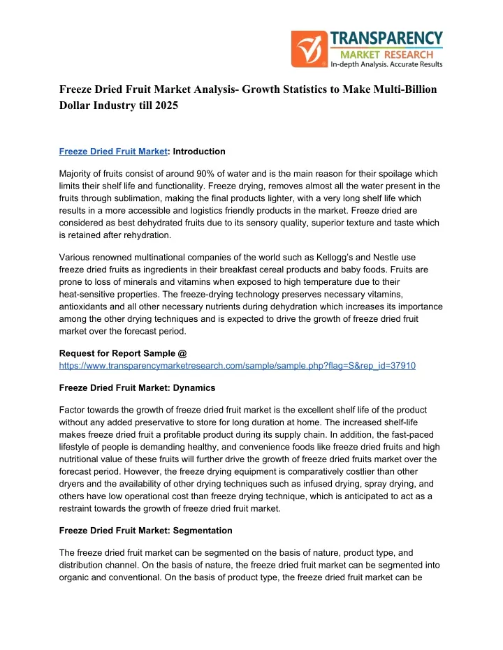 freeze dried fruit market analysis growth