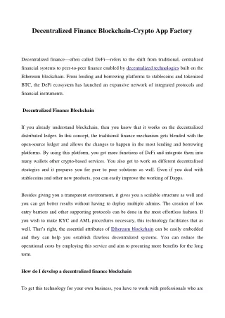 decentralized finance blockchain crypto