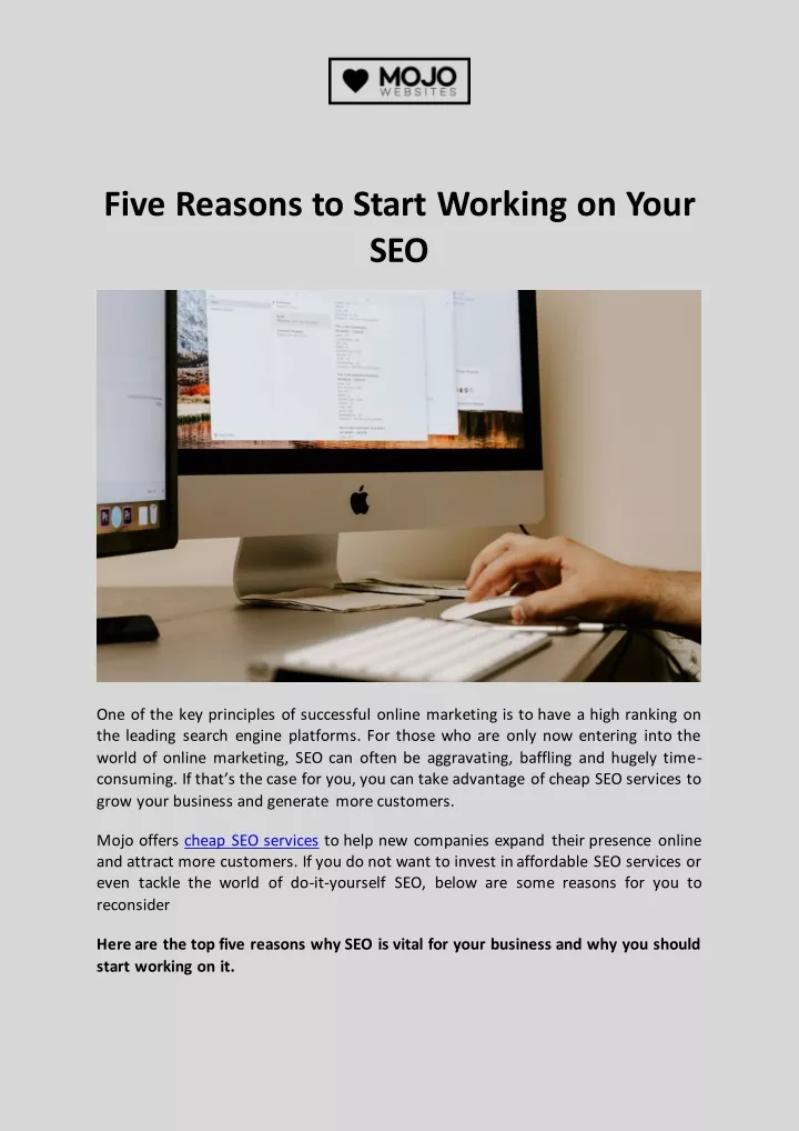 five reasons to start working on your seo