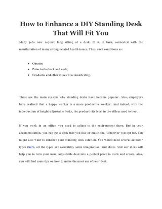how to enhance a diy standing desk that will