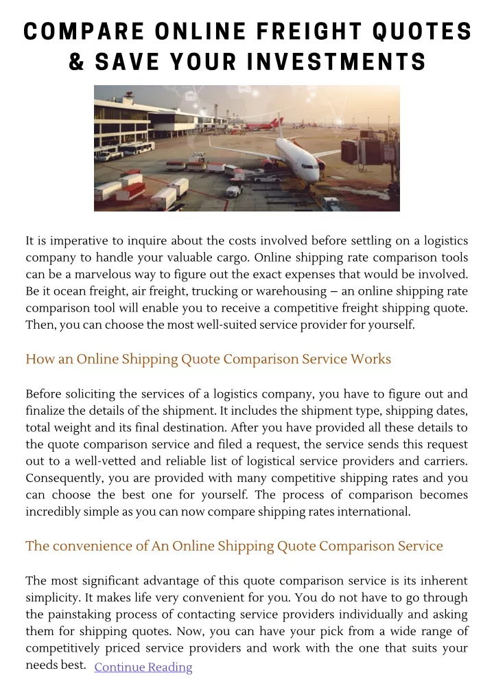 compare online freight quotes