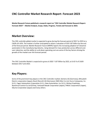 cnc controller market research report forecast