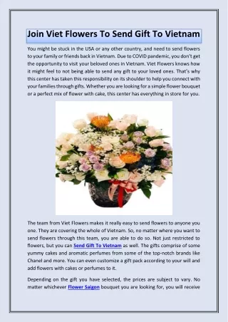Join Viet Flowers To Send Gift To Vietnam