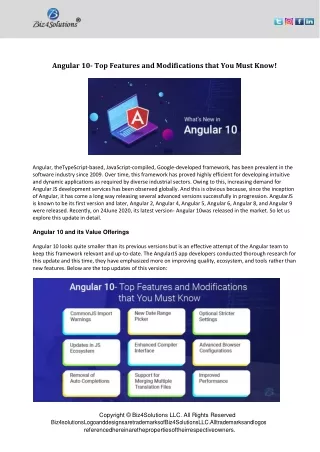 angular 10 top features and modifications that