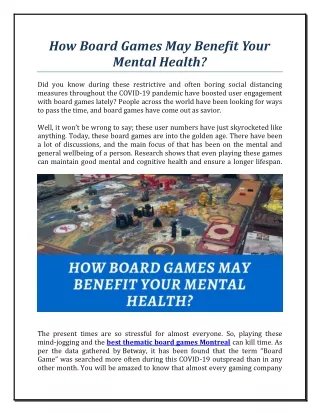 how board games may benefit your mental health