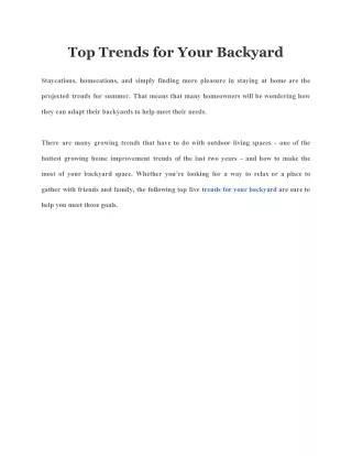 top trends for your backyard