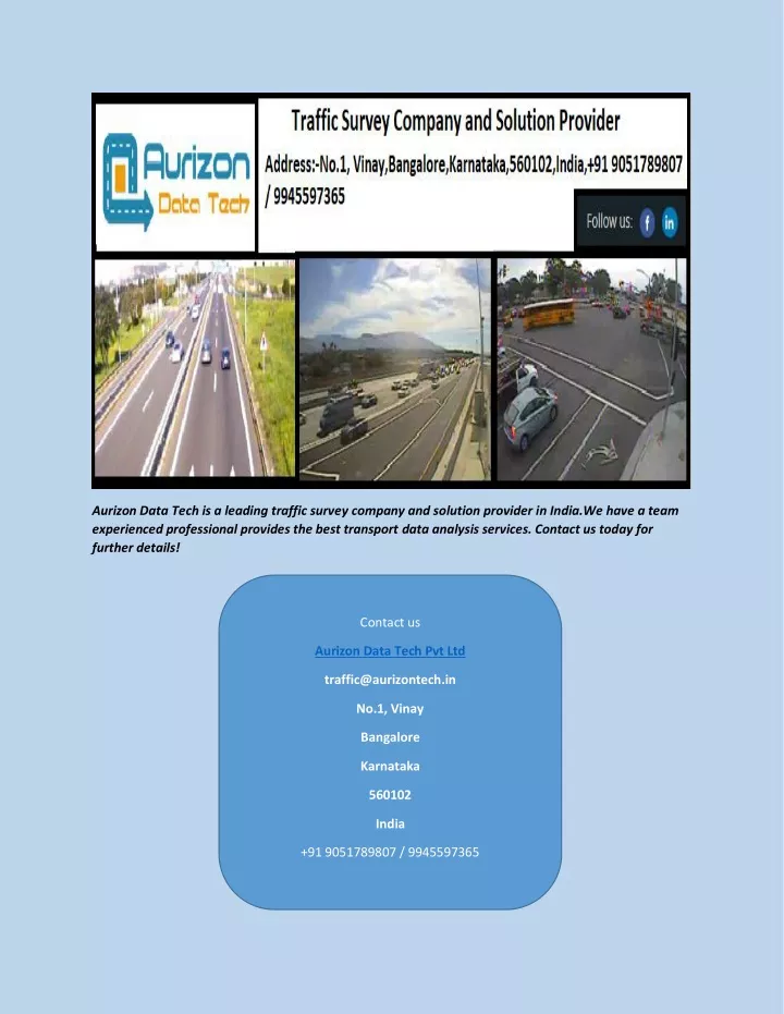 aurizon data tech is a leading traffic survey