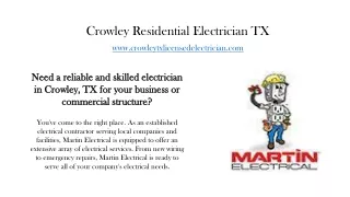 Crowley Residential Electrician TX