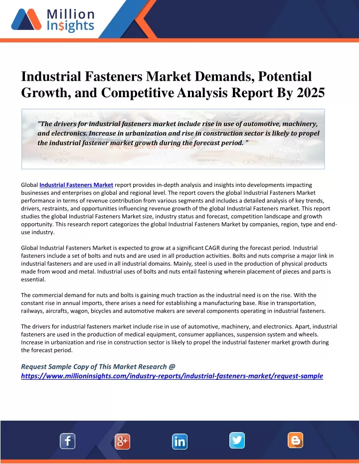 industrial fasteners market demands potential