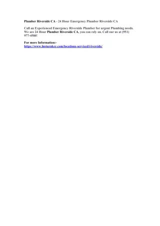 plumber riverside ca 24 hour emergency plumber