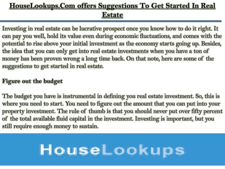 houselookups com offers suggestions