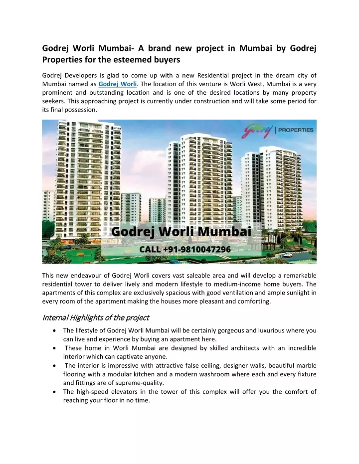 godrej worli mumbai a brand new project in mumbai