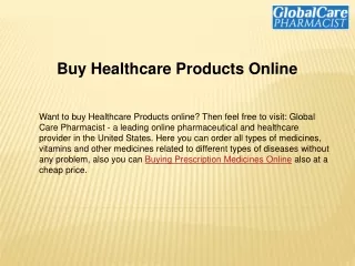 Buy Healthcare Products Online | Global Care Pharmacist