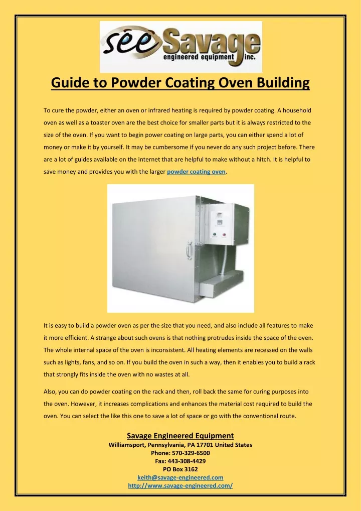 guide to powder coating oven building