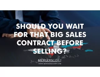 SHOULD YOU WAIT FOR THAT BIG SALES CONTRACT BEFORE SELLING?