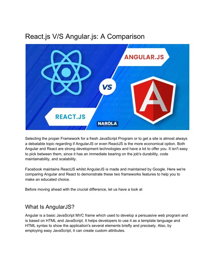 react js v s angular js a comparison