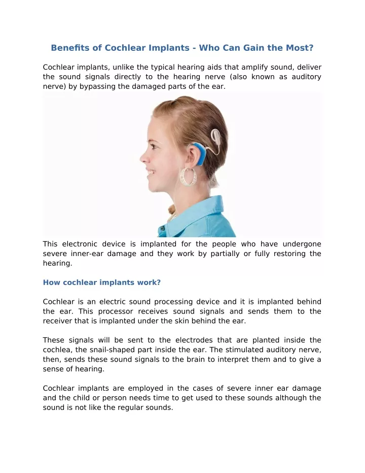 benefits of cochlear implants who can gain