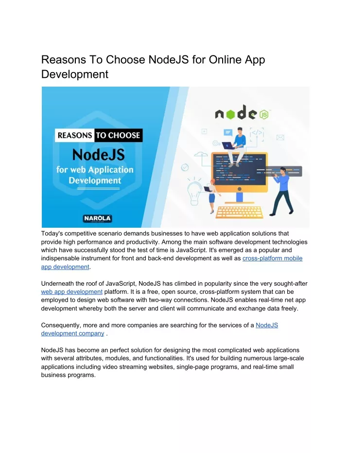 reasons to choose nodejs for online