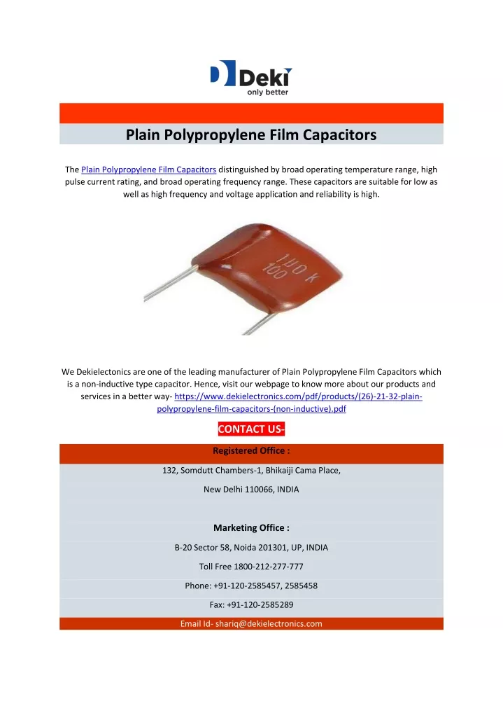 plain polypropylene film capacitors
