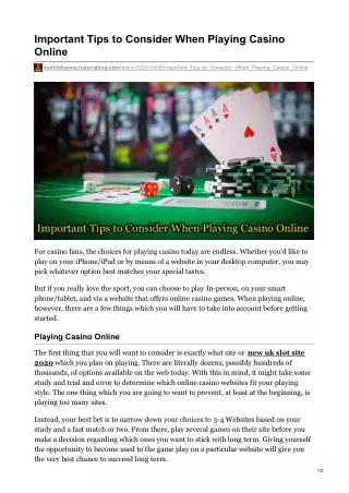 important tips to consider when playing casino
