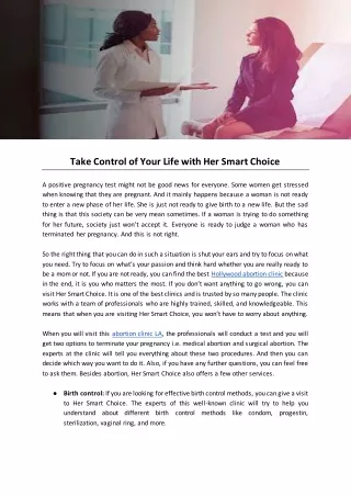 Take Control of Your Life with Her Smart Choice