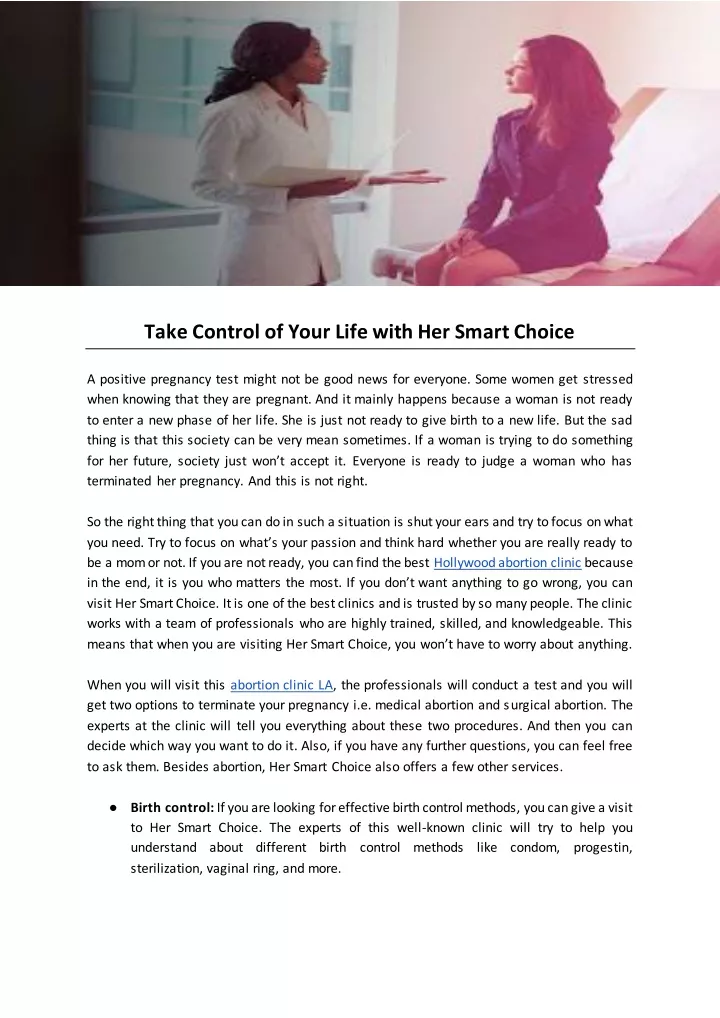 take control of your life with her smart choice