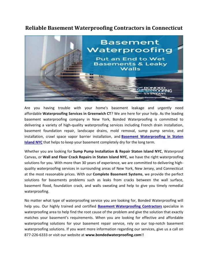 reliable basement waterproofing contractors